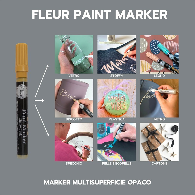 Fleur Paint Markers in Matte Black are water-based chalk effect