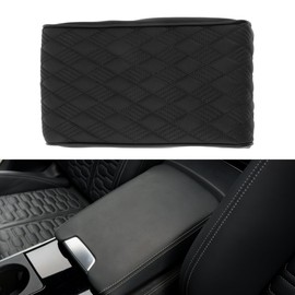 X AUTOHAUX Car Center Console Cover Car Armrest Cover 12.60"x6.30"x1.97" Black Napa Leather