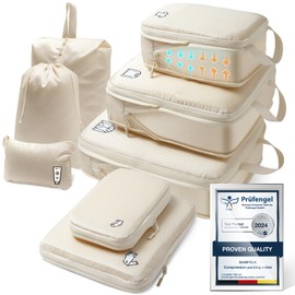 Compression Packing Cubes for Backpack,8 PCS Travel Packing Cubes for Suitcases Waterproof Suitcase Organiser Bags Travel Essentials（Beige）