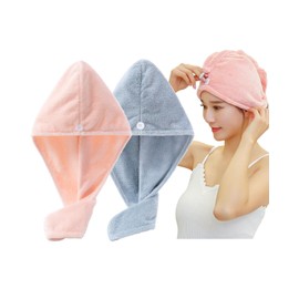Hair Drying Towel, Dry Cap, Set of 2, Quick Drying, Hair Towel, For Long Hair, Lightweight, Shower Cap, Strong Absorbency, After Bathing, Towel Cap, Fluffy, Hair Turban, Hair Cap, Bath Supplies (Pink+