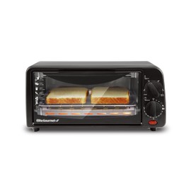Elite Gourmet ETO236 Personal Compact 2 Slice Countertop Toaster Oven with 15 Minute Timer & Adjustable Temperature, Bake, Broil, & Toast, Black