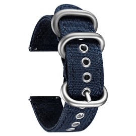 BINLUN Canvas Watch Bands Replacement Sail Cloth Cotton Fabric Watch Straps Soft Quick Release Watch Straps for Men Women 24mm, Dark Blue with Silver Buckle