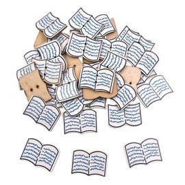 30 Pcs Book Shaped Wooden Buttons for Crafts White Color 2 Holes Buttons for Sewing Clothes Accessories Scrapbooking DIY Art Decorative Embellishments