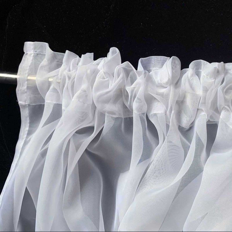 Set of 2 Luxton White Sheer Curtains, Rod Pocket Voile