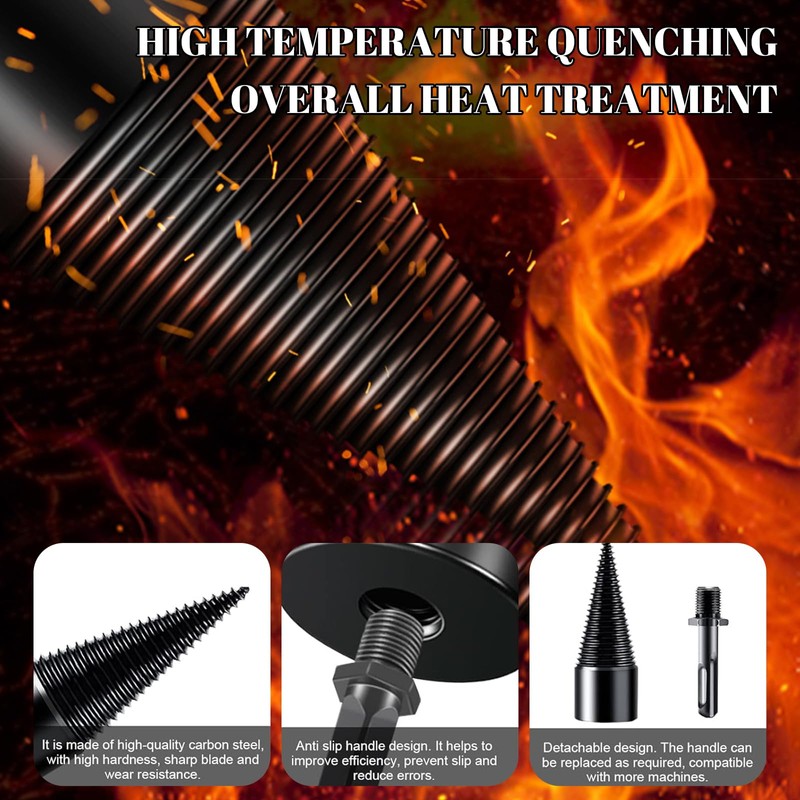 42 mm Wood Splitter Drill, Firewood Drill with 3 Drill