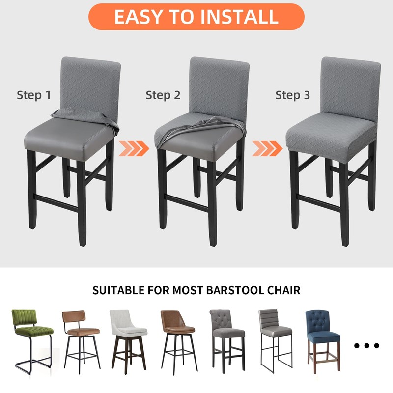 Bar Stool Covers Set of 4, Stretch Removable Plaid Barstools