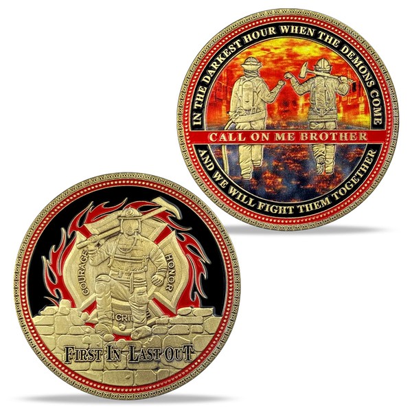 BHealthLife Firefighters Challenge Coin Call On Me Brother Fireman Rescue