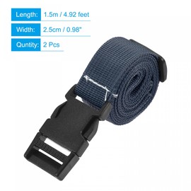 sourcing map Luggage Straps, 1.5m Length Adjustable Suitcase Belts with Quick Release Buckle for Backpack Travel Accessory, Navy Blue Pack of 2