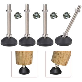 Uni-Fine M8 x 100 mm Diameter 50 mm Adjustable Foot Adjustment Screw, Furniture Foot Base Can Carry 450 kg Adjustable Feet Adjusting Screw Adjusting Base Maximum 15° Tilt