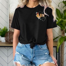 Nurse Shirt Women RN Tshirt: Registered Nurse Shirt Nurse Life T-Shirt Nurse Week Blouse Nursing School Gift Tee Tops Black