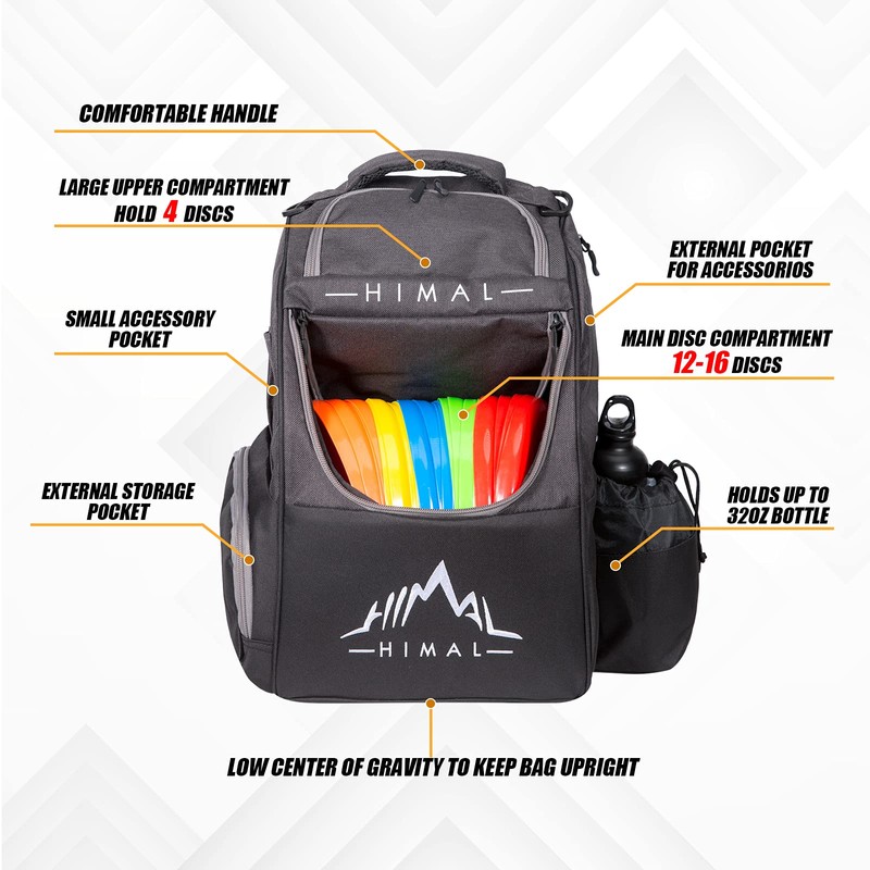 HIMAL HIMAL Disc Golf Bag Holds 22+ Discs, Durable Disc