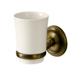 Bisk 00407 Deco Ceramic Tumbler with Antique Brass Holder, 7.8 x 12 x 10.5 cm