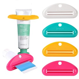 LOVEINUSA Toothpaste Tube Squeezer Dispenser, 4PCS Hanging Tooth Paste Clips Roller Squeezer Holder for Saving Toothpaste Facial Cleanser Creams Paint, Multicolor