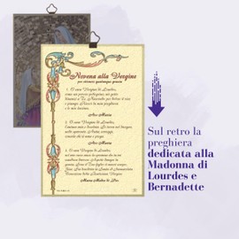Fratelli Bonella - Madonna of Lourdes and Bernadette and Prayer in Italian - MDF Wooden Picture Made of Poplar - Sacred Picture 8 mm x 10 cm x 15 cm Made in Italy