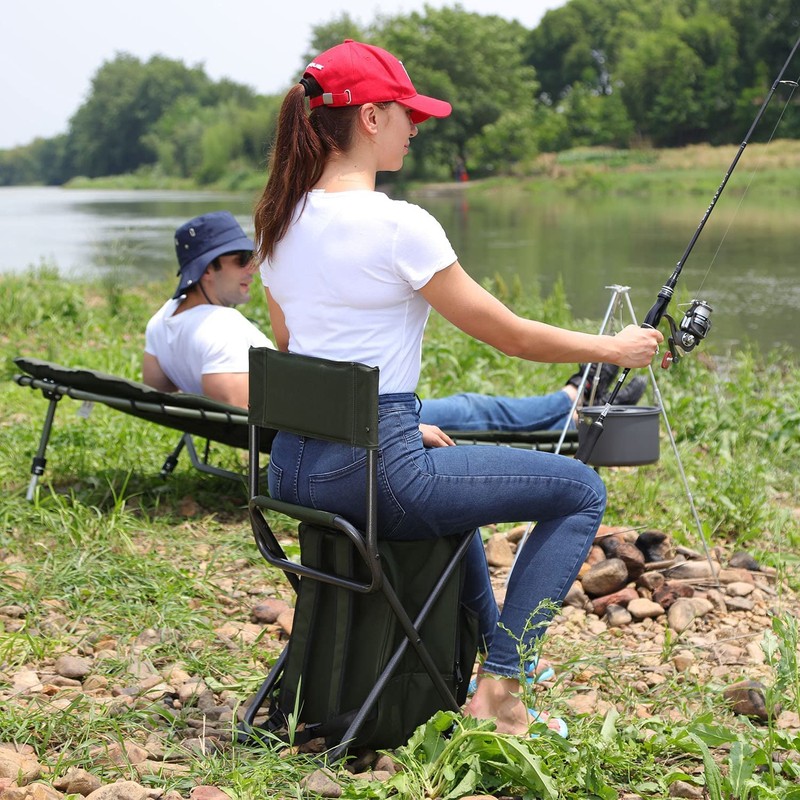 PORTAL Backpack Cooler Chair Fishing Chairs with Backrest Folding Camping