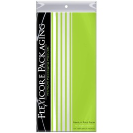 Flexicore Packaging Lime Green Gift Wrap Tissue Paper | Size: 15 Inch X 20 Inch | Count: 20 Sheets | Color: Solid Lime Green & Pin Stripe