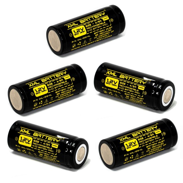 XML Battery (5 Pack) LITHONIA ELB-1210N KR1200AUL SANYO ELB-1201N LITHONIA ELB1201N ELB1210N KR-1200AUL 1.2v 1200mAh Ni-CD Battery Replacement for Exit Sign Emergency Light…