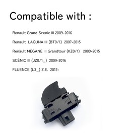 DKAEUK RNWS017 Car Power Window Switch Button 254010003R compatible with Grand Scenic LAGUNA MEGANE SCÉNIC III FLUENCE 2007 2008 2009 2010 2011 2012 2013 2014 2015 2016