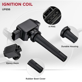 SYKRSS SYKRSS Set of 4 Ignition Coil Pack UF656 and Iridium Spark Plugs 93501 4 Pack Compatible with Mazda 3 Sport 6 CX-3 CX-5 MX-5 MiataL4 2.0L 2.5L Replacement for C1837 GN10625 5C1894 PE0118100A C-857