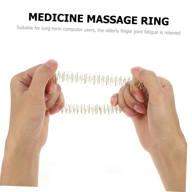 Minkissy 2pcs Chinese Massage Ring Metal Wristband Acupressure Gold Bracelet