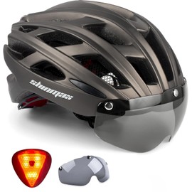 Shinmax Bike Helmet, CPSC/CPC Bike Helmet for Adult Men Women with Magnetic Goggles&Led Back Light Cycling Helmet Adjustable SM-T69