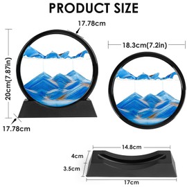 AIBAOBAO Sand Pictures for Rotating, Flowing Sand Painting, Moving Sand Art Picture, Round Glass, Dynamic Sand Picture, Moving Sand Art, 3D Flowing Sand Painting for Adults and Children
