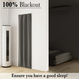 RYB HOME 100% Blackout Door Curtain Lightweight Portable and Easy to Install, Fully Room Darkening Privacy for French Door Kitchen Sidelight Window, W 25 x L 72, Grey, 1 Panel