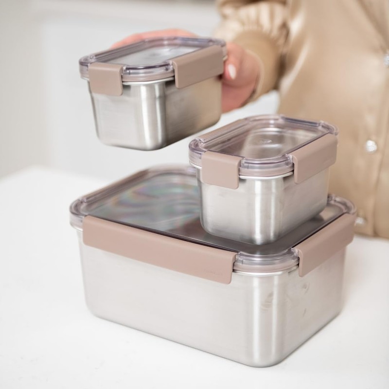 LocknLock Stainless Steel Food Storage Containers with Lids, Metal Lunch