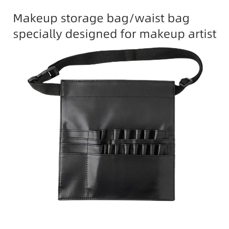Professional Makeup Brush Bag Case Portable 22 Pockets PU Leather