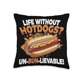 Hot Dog Lover Pun & Fast Food Sausage Hotdog Throw Pillow
