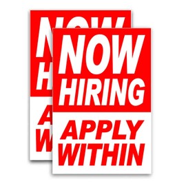 Now Hiring Apply Within (24" X 36") Vinyl Decal Only (Pack of 2) |Sign|Sticker|Poster