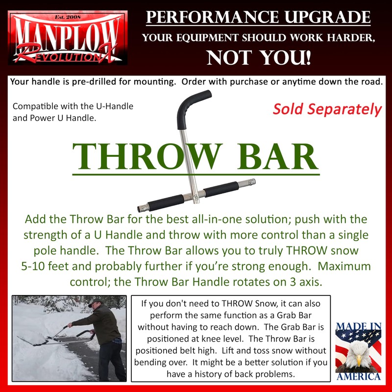 MANPLOW RevolutionX Snow Pushers and Shovels (Power U Handle, 48")