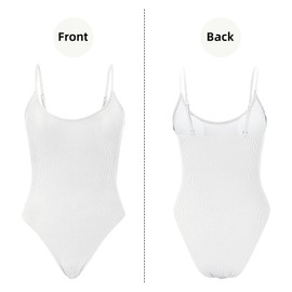 Zando One Piece Swimsuit Women White Bathing Suit Tummy Control Womens Ribbed Bathing Suits Slimming Swimwear Modest Swim Suits S