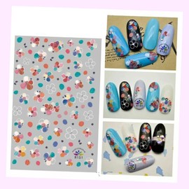 (Lot of 2 Sheets) Butterfly Nail Stickers Waterproof DIY Decal Pink Flower Type 151 Flower for Nails Design Nail Art Stickers Decals Supplies Manicure Tips Sticker Colorful for Nail Decorations