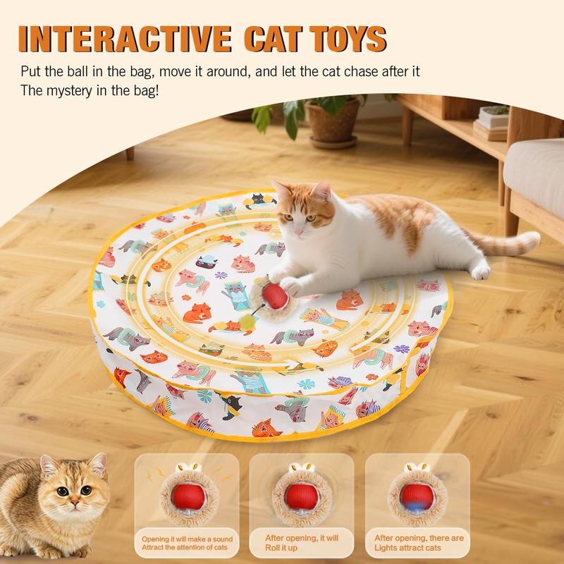 njbbx 28-Inch Interactive Cat Play Mat with Automatic Rolling Ball