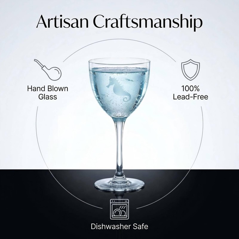 Fioance 5oz Nick & Nora Cocktail Glasses Ocean