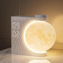 RETEYUNG Sunrise Alarm Clocks for Heavy Sleepers,Night Lamp Clocks for Bedrooms with Moon Light,10 Light Effects,30/60/90 Timer,10 Sleep Nature Sounds,15 Ringtones,12 Volume Control with Snooze Function