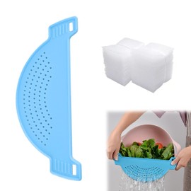CZNBZIU Kitchen strainer, draining aid, food strainer, sieve for pots, semi-circular drain filter, pasta strainer, flat strainer, kitchen strainer made of plastic, draining board made of plastic,
