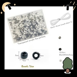 800Pcs Pony Beads 6x9mm for Bracelets Making, Kandi Beads for Friendship Bracelet Beading Supplies with Elastic Thread (Black/White/Gray)