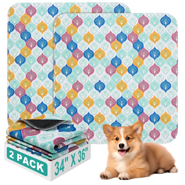 Washable Pet Pee Pad for Dogs, 2 Pack 34" x