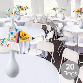 Big Dot of Happiness Back to School - Triangle First Day of School Classroom Decorations Photo Props - Pennant Flag Centerpieces - Set of 20