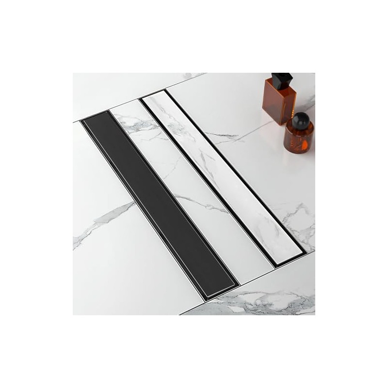 24-Inch Linear Shower Drain with Tile Insert Grate, SUS 304
