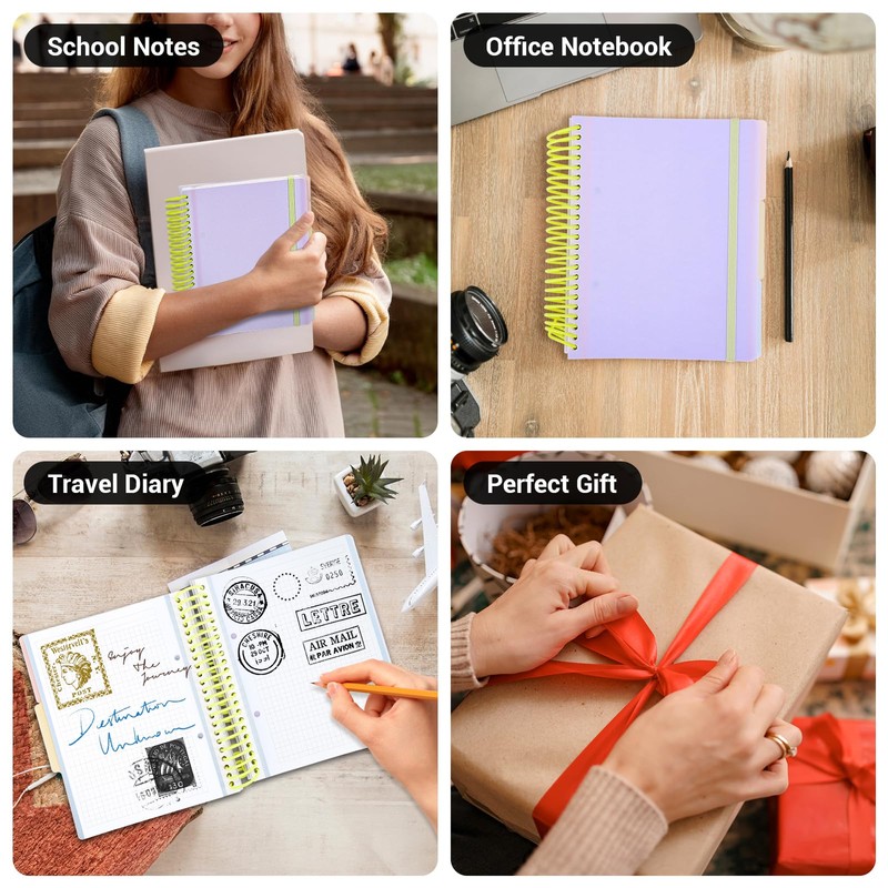 Yarotm Squared Notebook A5 - Spiral Notebook 120 Sheets -