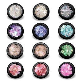 Nail Parts, Natural Shell Shell, 12 Color Set, For Gel Nails and Resin, Nail Parts, Gel, Hologram Shell, Crush Shell, Nail Supplies, Shell Stone, Nail Art, Shell Nails, Shell Flakes, Gel Nail Parts, Shell Parts