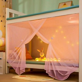 Eimilaly 8 Corner Bed Canopy Curtains for Girls Boys Bed Decor, Bed Canopy for Dormitory, Bunk Bed, 1-1.8 m Bed or Outdoor Camping, Suitable for 1 m Bed/Single Door, Pink