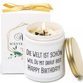 Happy Birthday Kerze als Geschenk für Geschenkidee für Frauen, Duftende Sojakerzen für Zuhause, Birthday Geschenk Idee für beste, Freundin, Freund, Mama, Papa, Kollegen, Schwester (White)