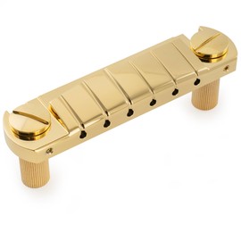 Musiclily Ultra 52mm (2-3/64 inch) String Spacing Full Solid Brass Pre-set Intonation Wraparound Bridge Tailpiece for Electric Guitar, Gold