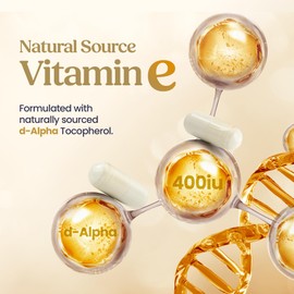 URENUS Natural Vitamin E 400 IU – 60 Vegan Capsules – Natural Source d-Alpha Tocopherol – High Strength Vitamin E Supplement – Antioxidant Support – Made in UK