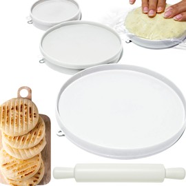 Molde para Arepas with Rodillo (Rolling Pin) – 3 Sizes (5.9", 4.3", 3.1") & Double Thickness for Perfect Arepas Colombianas, Gorditas, and More – Durable, Food-Safe, Easy-to-Clean Kitchen Tool