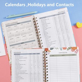 Weekly Planner Undated with Weekly Goals Habit Tracker To Do List Notebook with Stickers of 12 Months Spiral Notebook with Inner Pocket, 6.5 * 8.5” Great Gift for Women and Students(Pear Blossom)